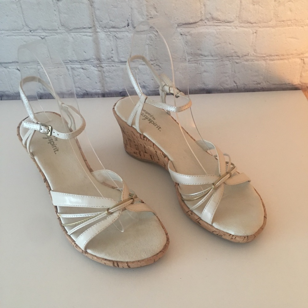 Easy Spirit WHITE Wedge Sandals SZ 6 - Picture 9 of 10
